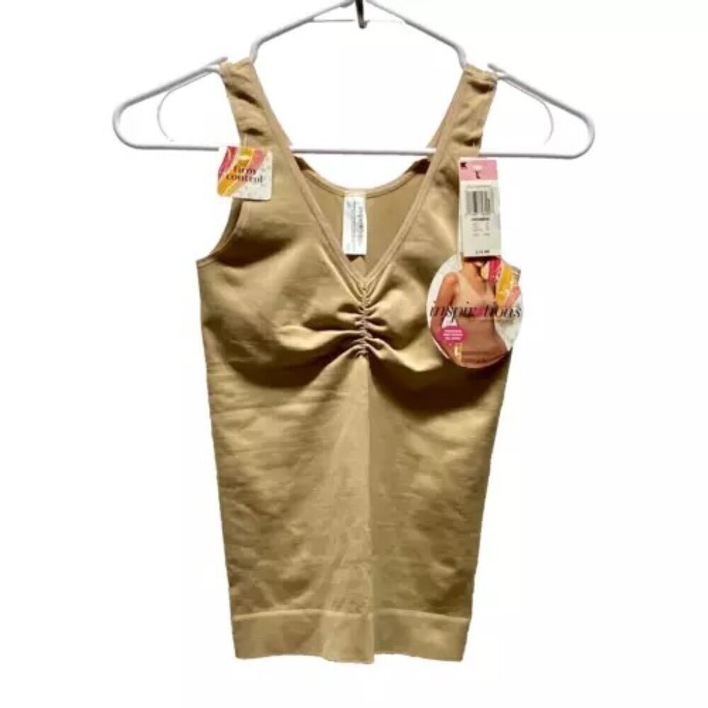 Inspirations Shapewear Tank Top‎ Women's Large Tan Nude Sleeveless Fitted NWT